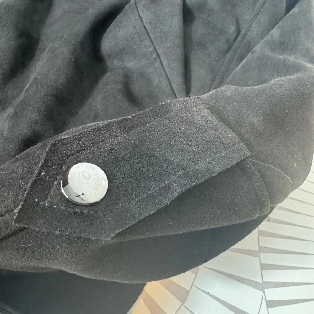 Kut from the Kloth Women’s Black Faux Suede Open Waterfall Blazer Jacket Size XL - Picture 7 of 8